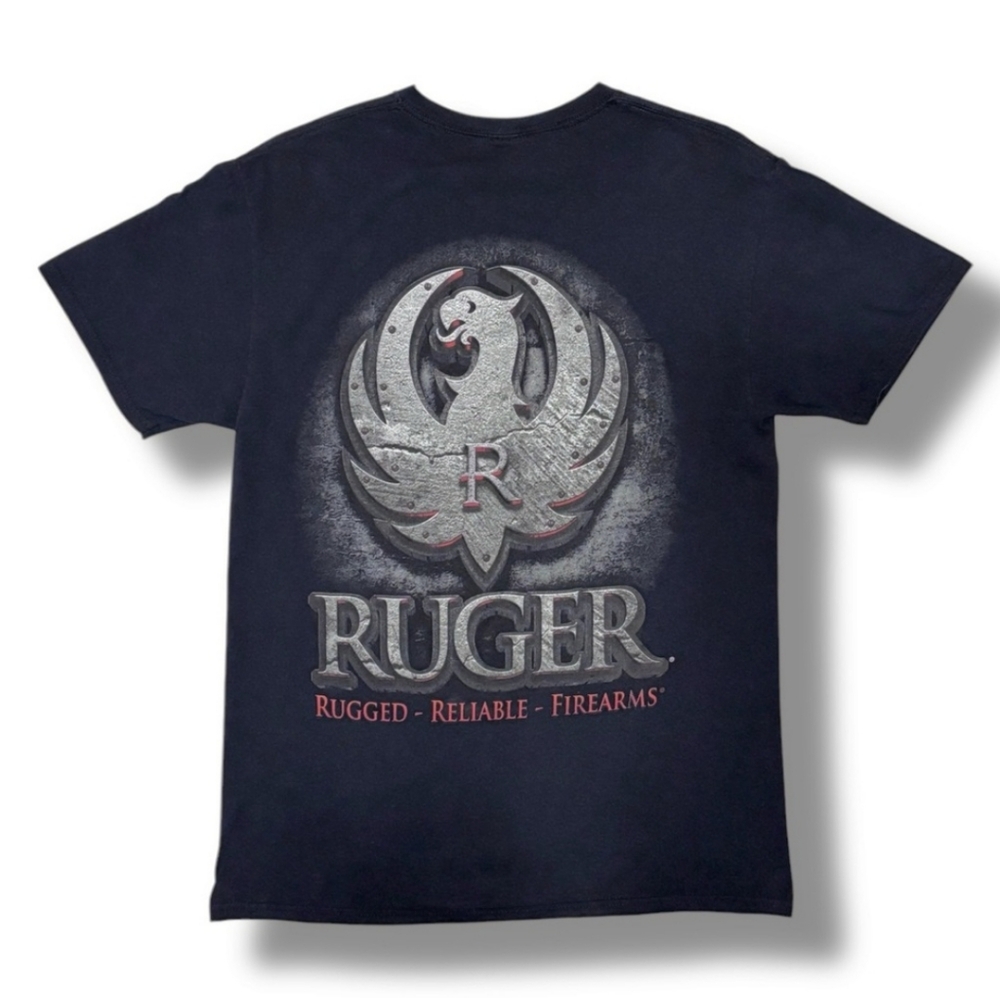 RUGAR Black Crew Neck Short Sleeve Shirt Rugged Reliable